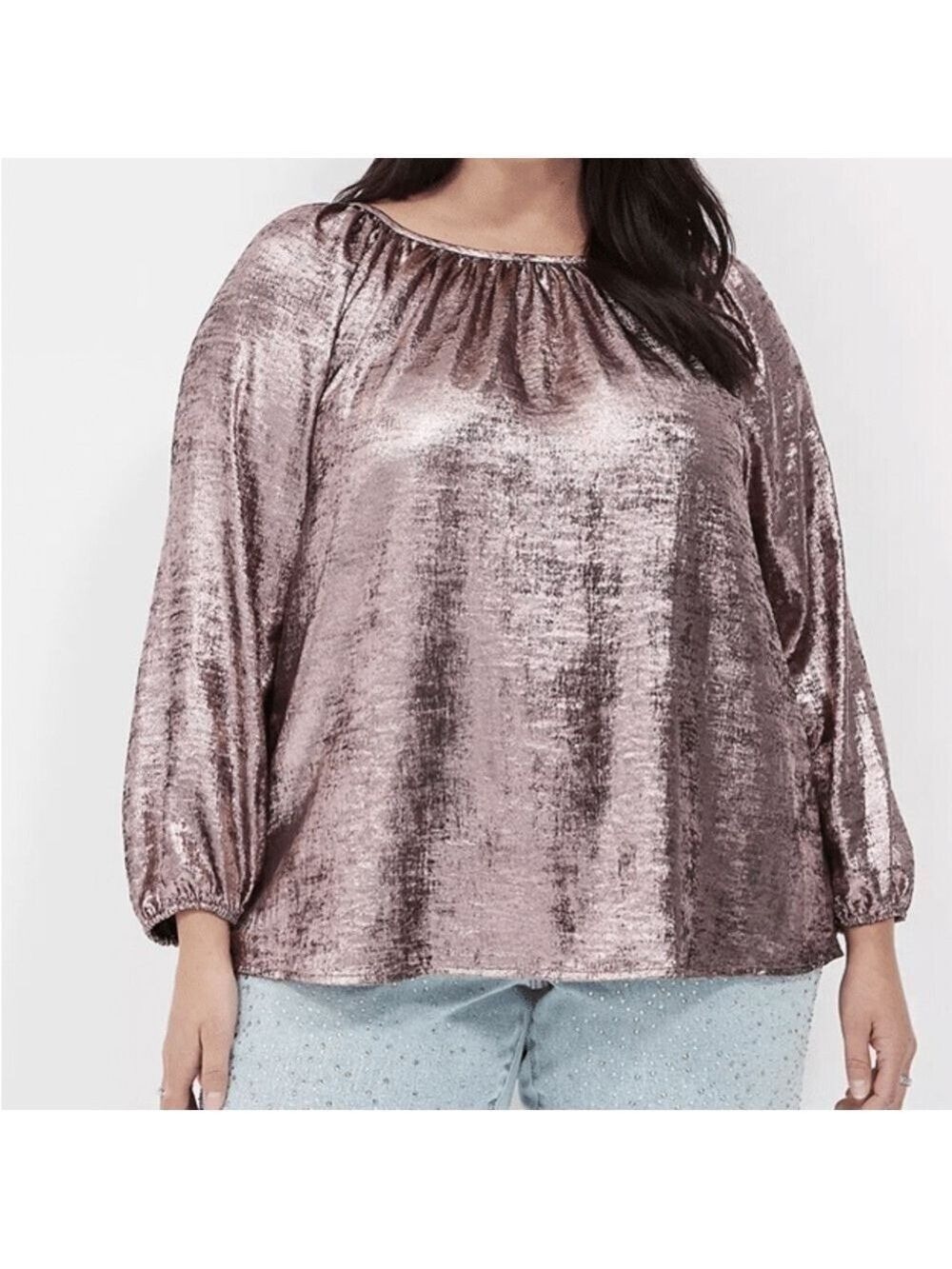 Lane Bryant Swing Satin Boatneck Blouse Sz 26/28